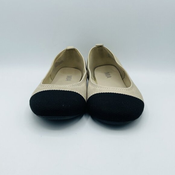 MIA Shoes Womens Size 7.5 M Beige Black Alyssa Slip On Comfort Flats Loafers - Picture 4 of 11